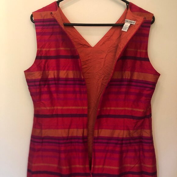 Vintage Jillian Jones 100% silk striped shift dress sz 8 - Picture 11 of 12